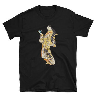 Japanese Bijin Ukiyoe in Kimono with Smart Phone Short-Sleeve Unisex T-Shirt - The Japan Shop